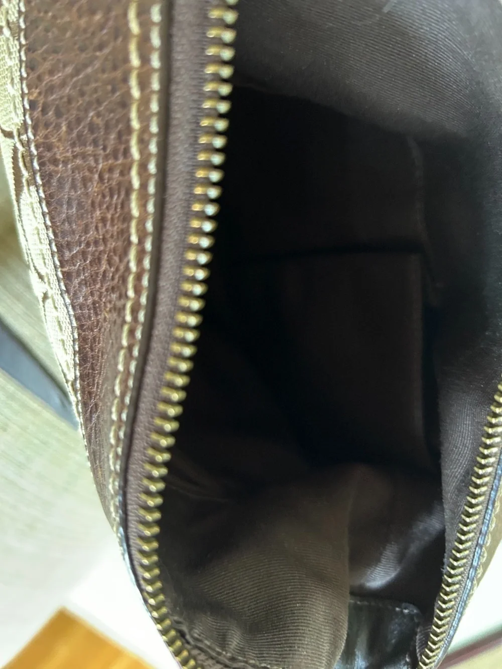 Coach Signature Tan and Brown Canvas Y2K Crossbody Bag With Leather Trim